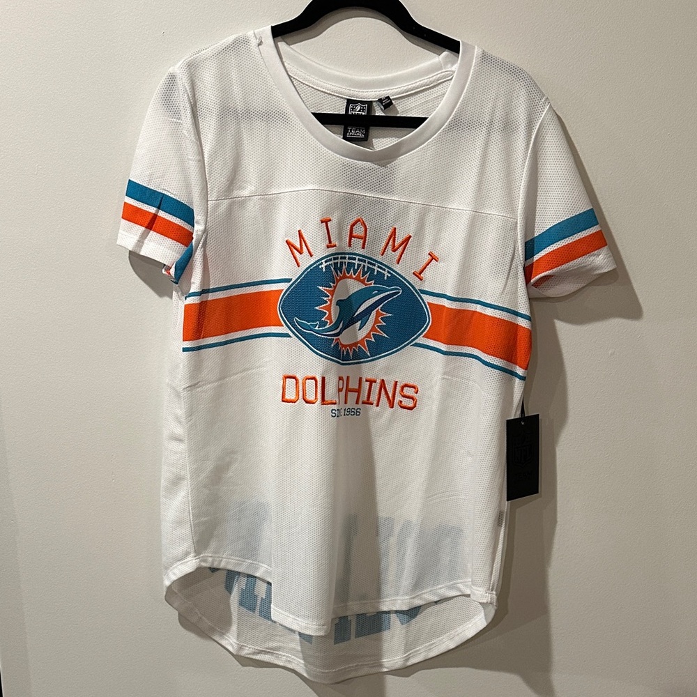Miami Dolphins Women’s White and Orange Jersey- New with Tags
